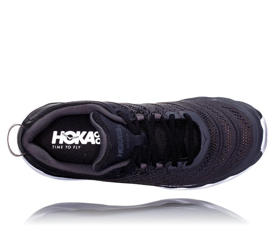 Hoka Australia One One Akasa - Mens Running Shoes Black/White - DBJMX-8472